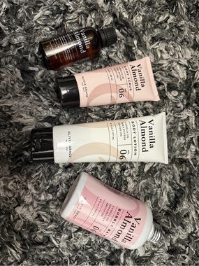 Vanilla Almond Body Care Set - Pink & White Bottles